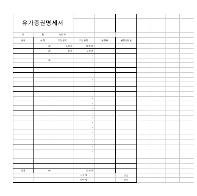 유가증권명세서 유가증권명세서